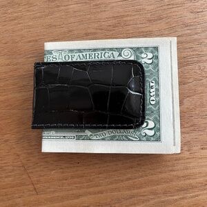 Black Genuine Alligator Magnetic Money Clip